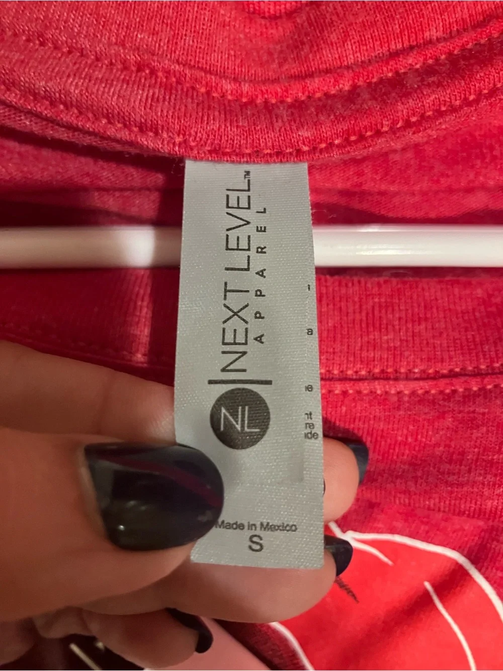 Next Level Santa’s Favorite Ho Red Heather Long Sleeve Shirt Graphic Tee Small